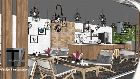 Modern Coffee Shop Bar 9 Image Sketchup  Extract Interior View