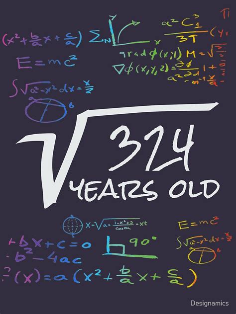 Funny 18th Birthday Math Design Square Root Of 324 18 Years Old T