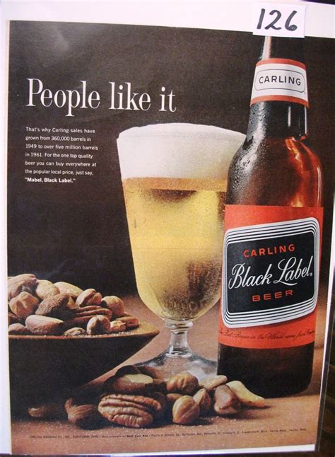 126 Carling Black Label Beer 1962 By Hobohillfarm On Etsy Beer Ad