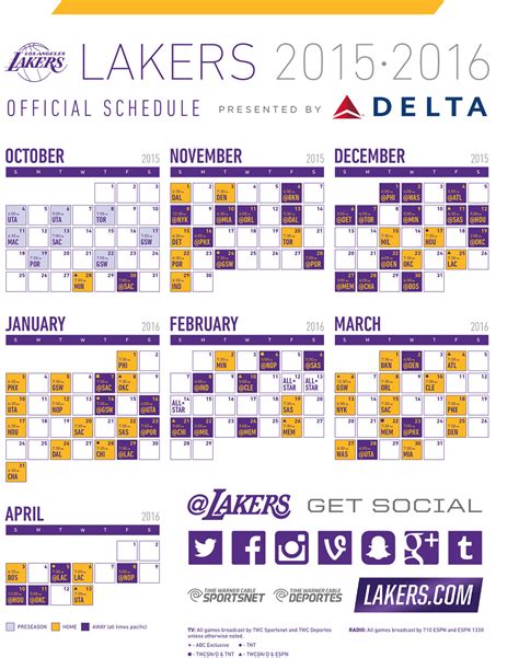 Lakers Schedule Printable Printable Blank World