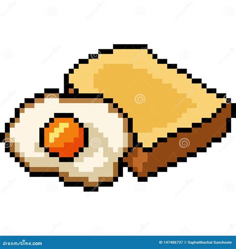 Pixel Art Breakfast Fried Egg Vector Illustration