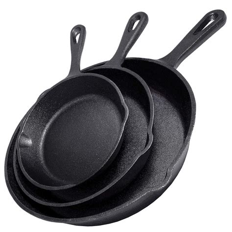 buy simple chef cast iron skillet 3 piece set best heavy duty professional restaurant chef