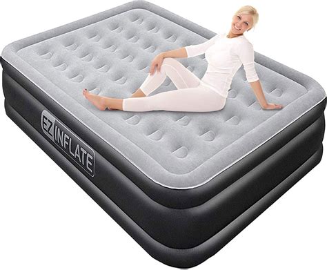 The air mattress serves well for occasional as well as regular use. EZ INFLATE Luxury Double High Queen air Mattress with ...