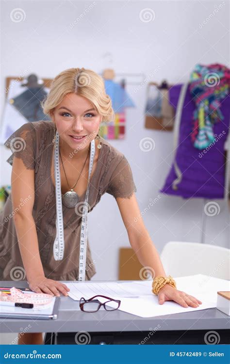 Modern Young Fashion Designer Working At Studio Stock Image Image Of