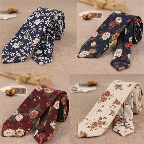 mens cotton slim tie flower skinny ties flower narrow necktie floral cavatte rose navy blue