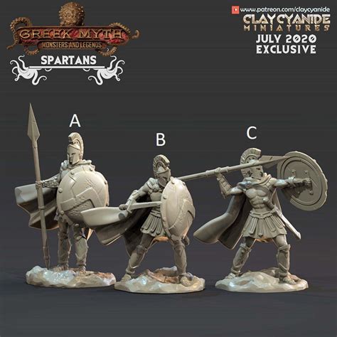 Spartans Greek Myth 3d Printed Miniature Clay Cyanide Etsy