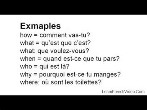 French Question Words - YouTube