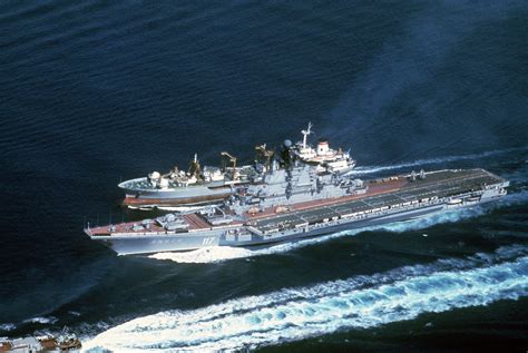 Aerial Port Bow View Of The Soviet Aircraft Carrier MINSK CVHG Center And A Boris Chilikin