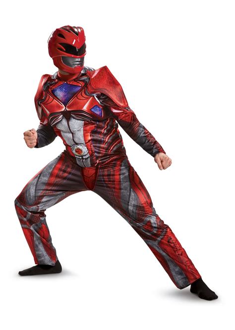 Red Power Ranger Muscle Men Movie Costume Superhero Costumes