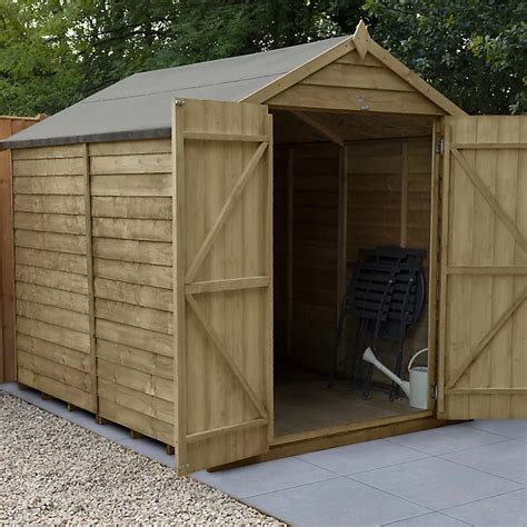 Forest Garden 8x6 Apex Pressure Treated Overlap Wooden Shed With Floor