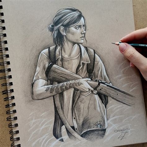 Poster Ellie From Tlou Pencil Realistic Hand Drawing Fine Etsy India