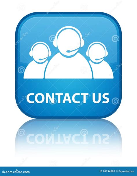 Contact Us Customer Care Team Icon Special Cyan Blue Square Bu Stock