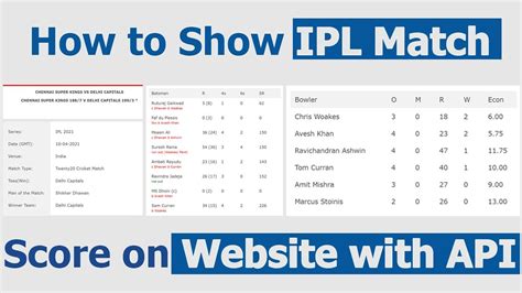 How To Show Ipl Match Score On Website With Api Youtube