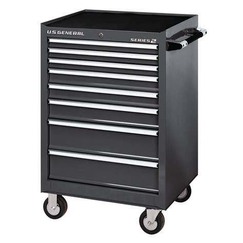 The stock harbor freight cabinet comes casters and hardware to attach the cabinet to the bottom of the cabinet. 26 in. x 22 In. Single Bank Black Roller Cabinet