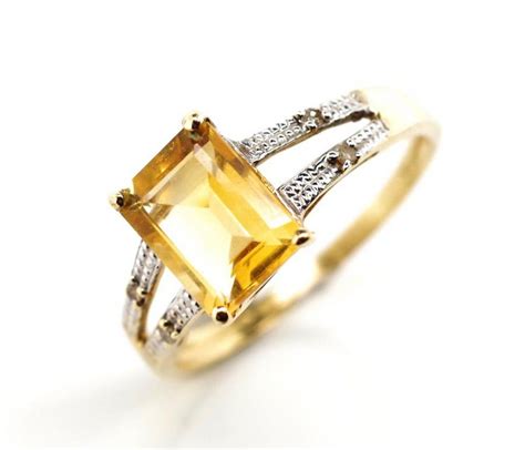K Citrine And Diamond Ring In Yellow Gold Rings Jewellery