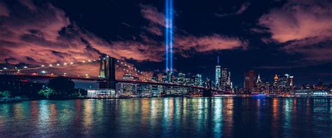 Cityscape Horizon New York City Night Night Sky City