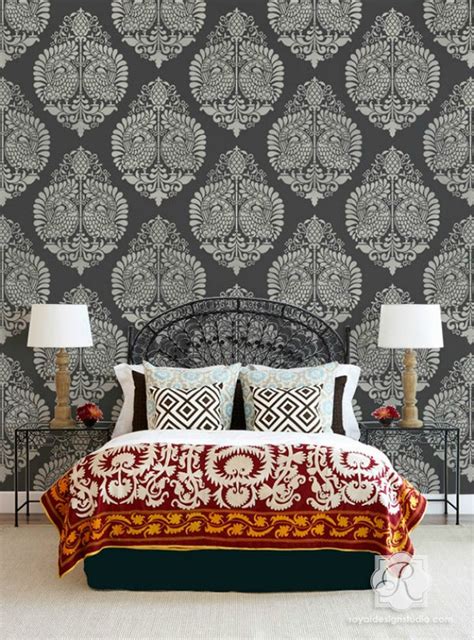 Exotic Wall Stencils Ideas For Painting Diy Indian Decor Royal Design