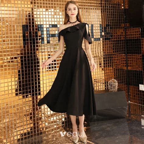 Modest Simple Solid Color Black Homecoming Little Black Dress 2020 A