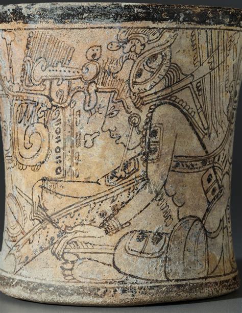 Important And Rare Maya Codex Style Vase Late Classic Ca Ad 650