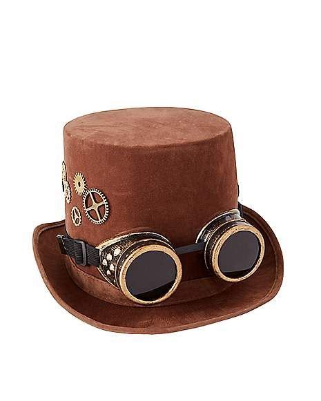 Steampunk Top Hat With Goggles Steampunk Top Hat Steampunk Hat Top Hat