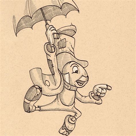 Jiminy Cricket Ink Drawing Fan Art Rdisney