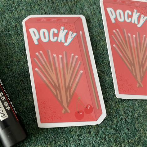 Pocky Sticker Valentines Day Sticker Cherry Valentines Etsy