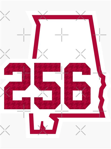 Alabama 256 Area Code In Crimson Sticker By Sleepylab Redbubble