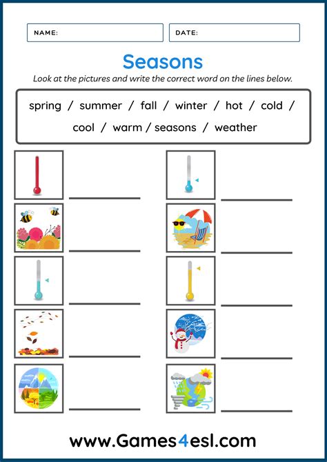 Kindergarten Seasons And Months Worksheet