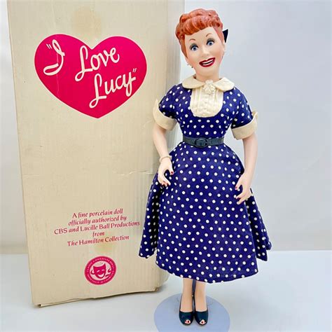 Lot Sb 10 Vintage Porcelain I Love Lucy Doll 18 Lucille Ball In Iconic Blue Polka Dot Dress