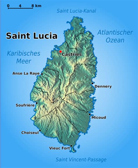 Map Of Saint Lucia Topographic Map Worldofmaps Net Online Maps