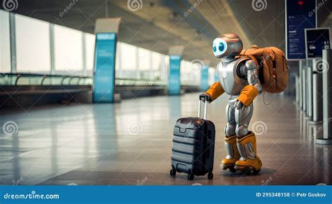 Robot Luggage Trolley Stock Photo Image Of Suitcase 295348158