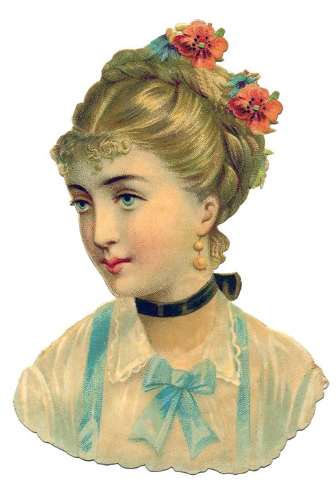 Victorian Women Vintage Graphic Victorian Woman Flower Hair Bows