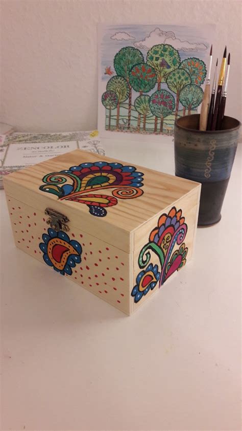Acryl Painting On Wooden Box Hand Painted Wooden Box Wooden Painting