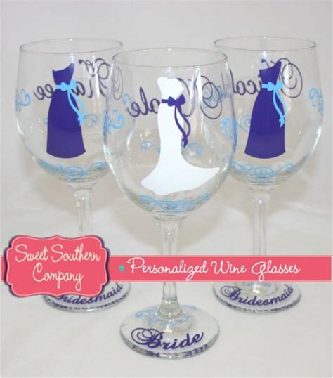 6 Personalized Bride And Bridesmaid Wine Glasses 2415119 Weddbook