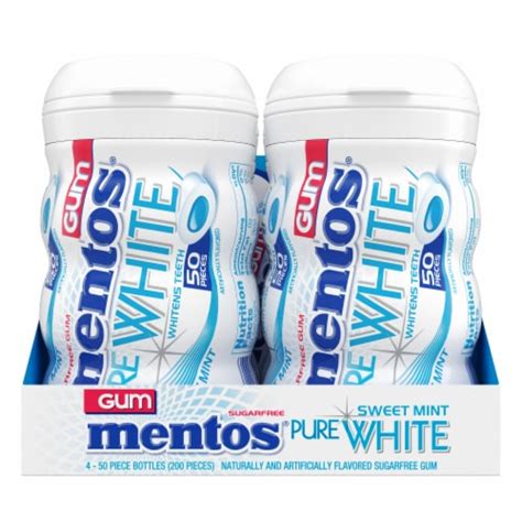 Mentos Pure White Sweet Mint Sugar Free Gum 4 Ct 50 Pc Harris Teeter