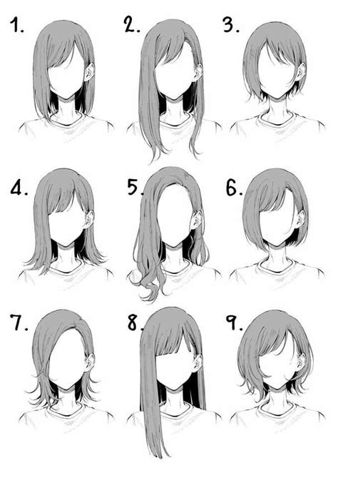 Female Hairstyles Drawing Hair Reference Anime Drawings Sketches Hair Sketch Drawing Hair