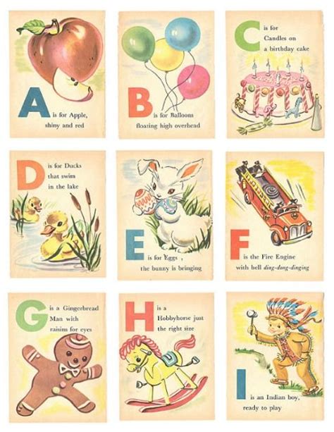 Vintage Alphabet Flash Cards Printable Alphabet Flash Cards Printable