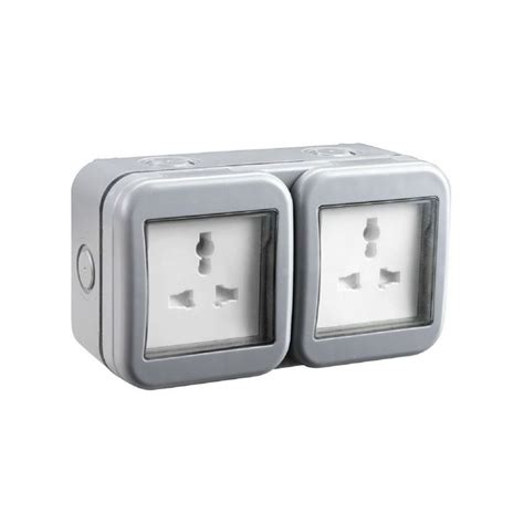 Bg 13 Amp 2 Gang Unswitched Weatherproof Socket Ip55 Rated Grey