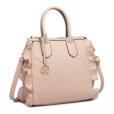 Ld Miss Lulu Faux Leather Quilted Twill Tote Handbags Nude