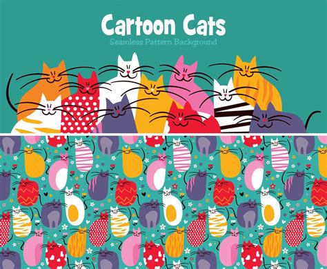 Colorful Cats Vector Background Vector Art And Graphics