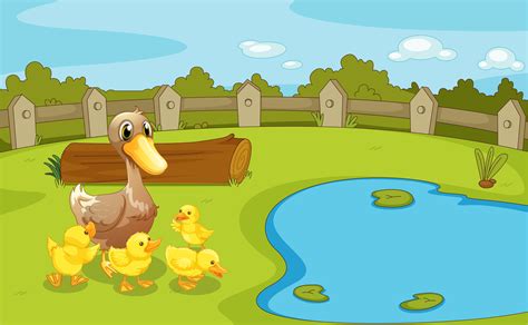 Ducks Near The Small Pond 521763 Vector Art At Vecteezy