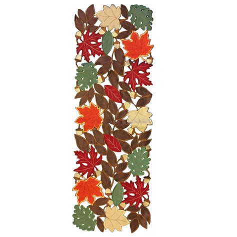 Autumn Leaf Embroidered Fall Table Runner 16 X 45 Inch Leaves New