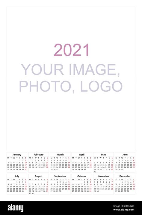 Calendario 2021 Calendario De Pared Para 2021 Años En Estilo
