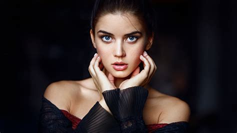 Portrait Women Model Face Tatyana Kozelkina Brunette Wallpaper Resolution 2000x1125 Id