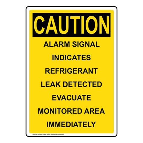 Vertical Alarm Signal Indicates Refrigerant Sign Osha Caution
