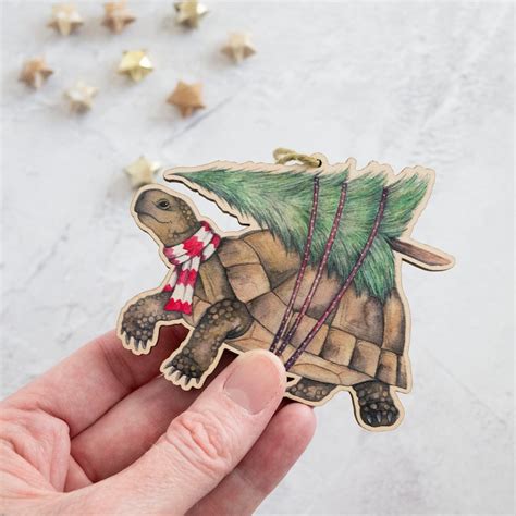 Tortoise Christmas Decoration Laser Cut Wooden Ornament Etsy Uk