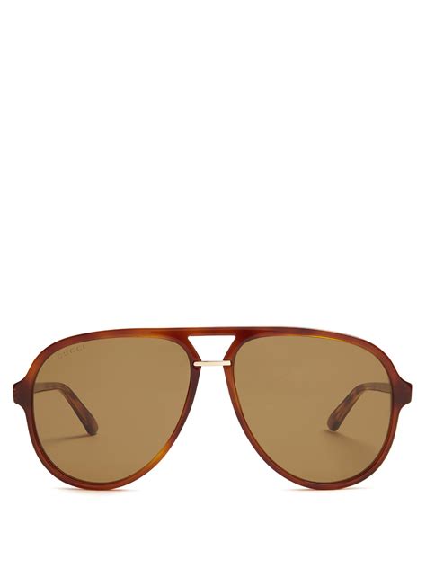 Gucci Tortoiseshell Aviator Frame Sunglasses In Brown For Men Lyst