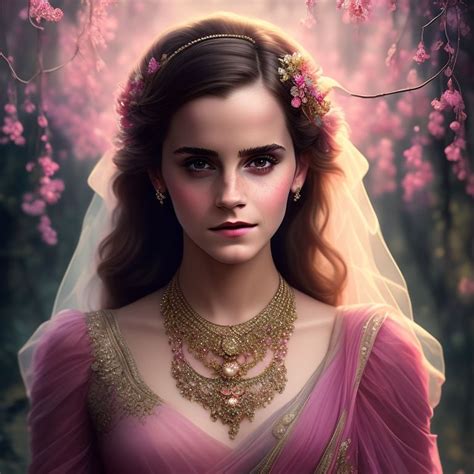 Little Jay967 Emma Watson In Pink Saree With Fairy Look