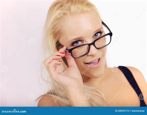 Pretty Girl Looking Very Smart In Her Eyewear Stock Image Image Of