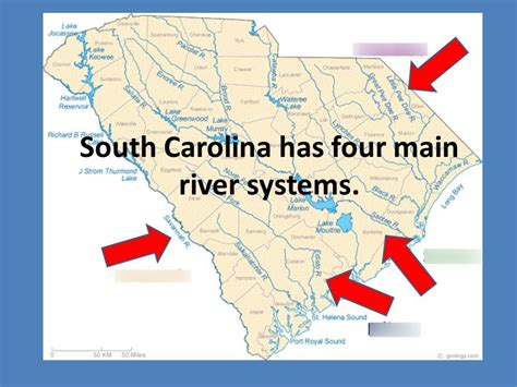South Carolina Rivers And City Map Diagram Quizlet